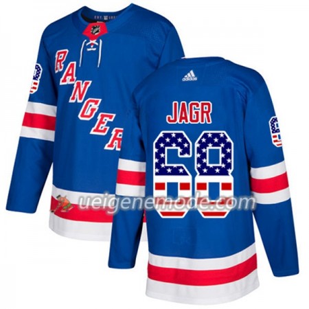 Herren Eishockey New York Rangers Trikot Jaromir Jagr 68 Adidas 2017-2018 Blue USA Flag Fashion Authentic